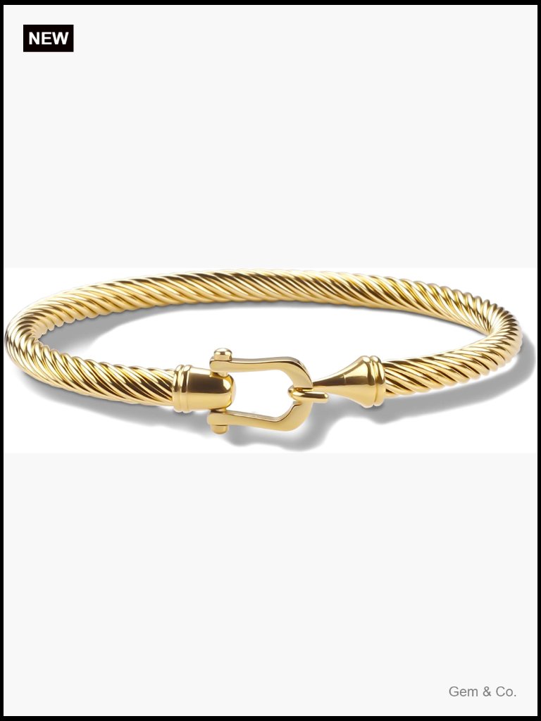 Stainless Steel Twisted Cable Cuff Bracelet Hook Clasp Women Jewelry